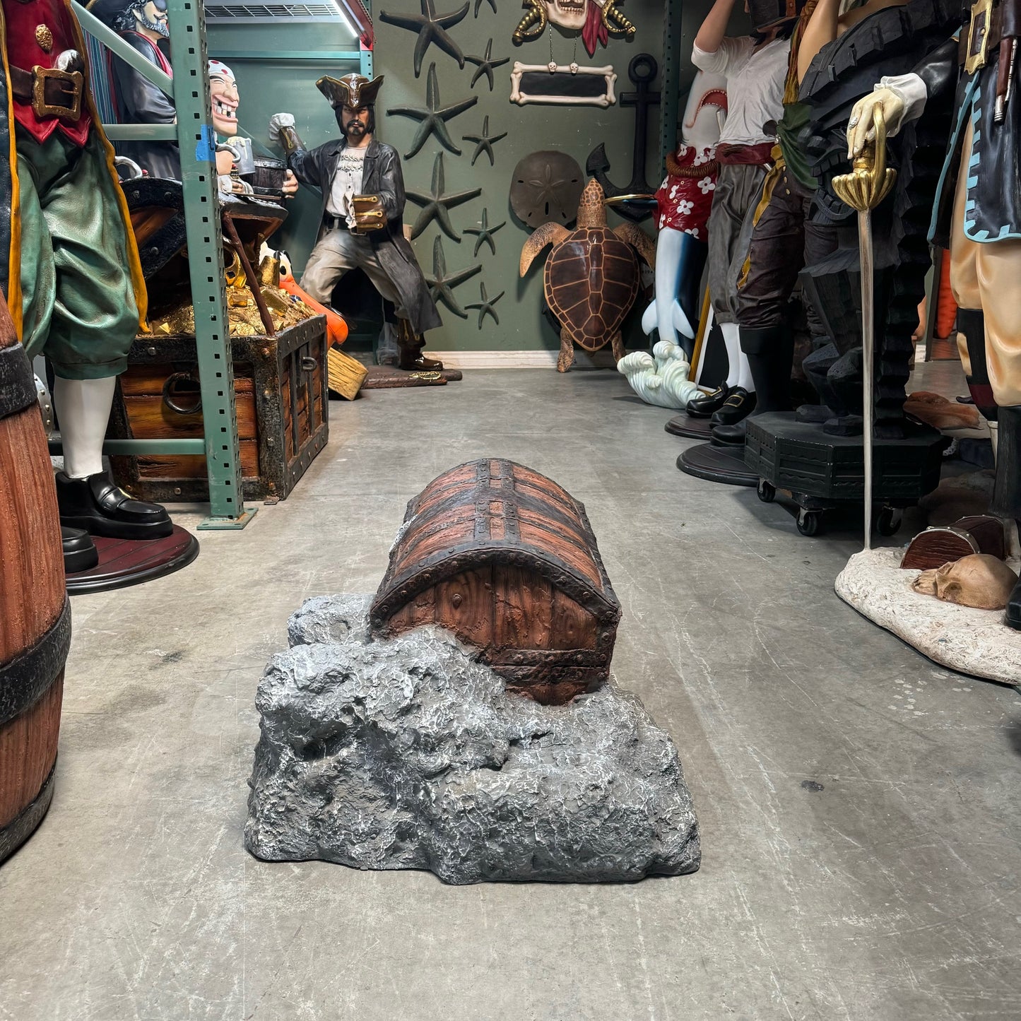 Old Treasure Chest Life Size Statue