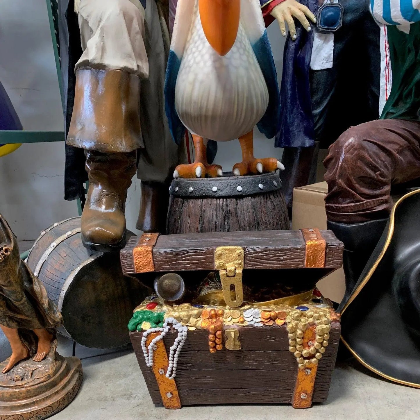 Small Treasure Chest Open Life Size Statue LS275-R111-PT