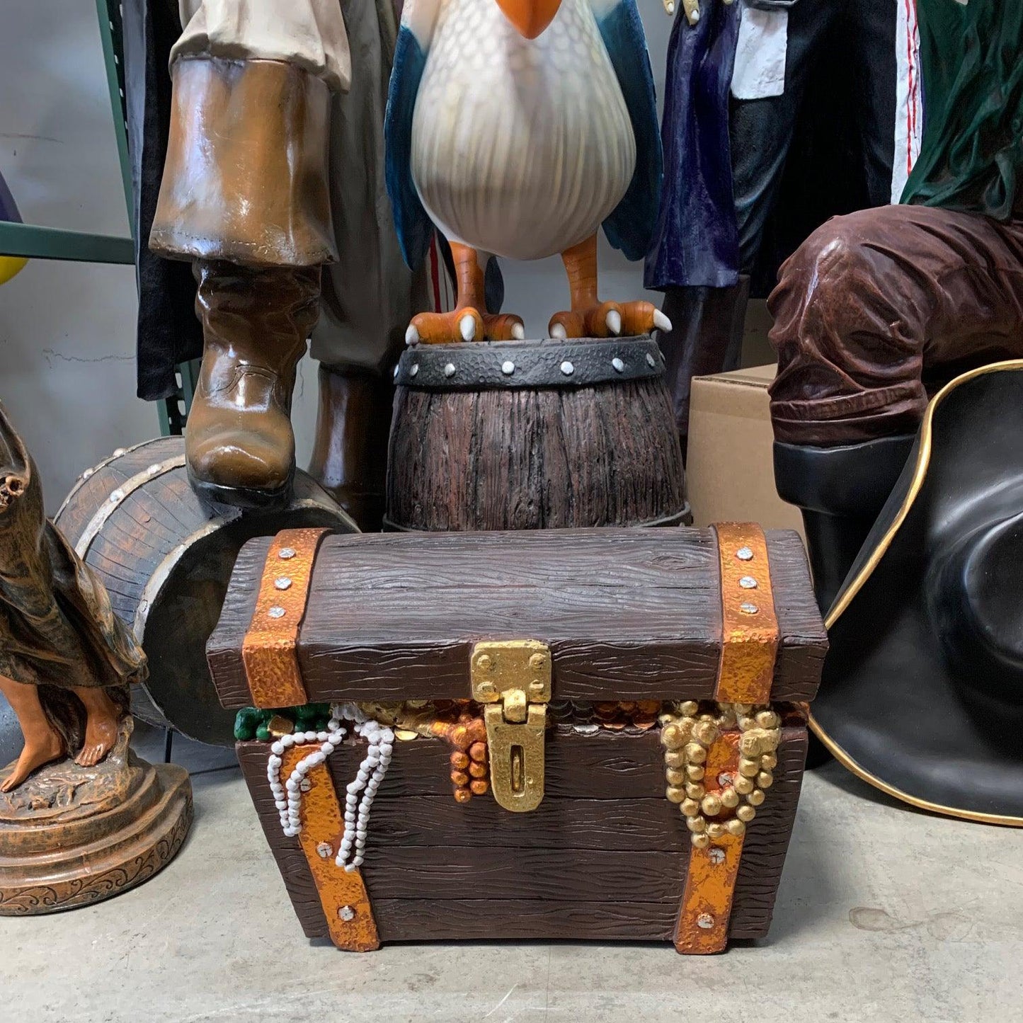 Small Treasure Chest Open Life Size Statue