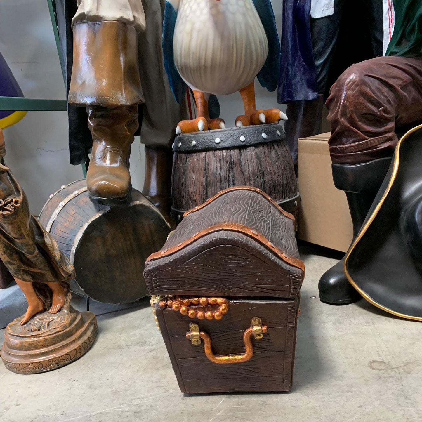Small Treasure Chest Open Life Size Statue