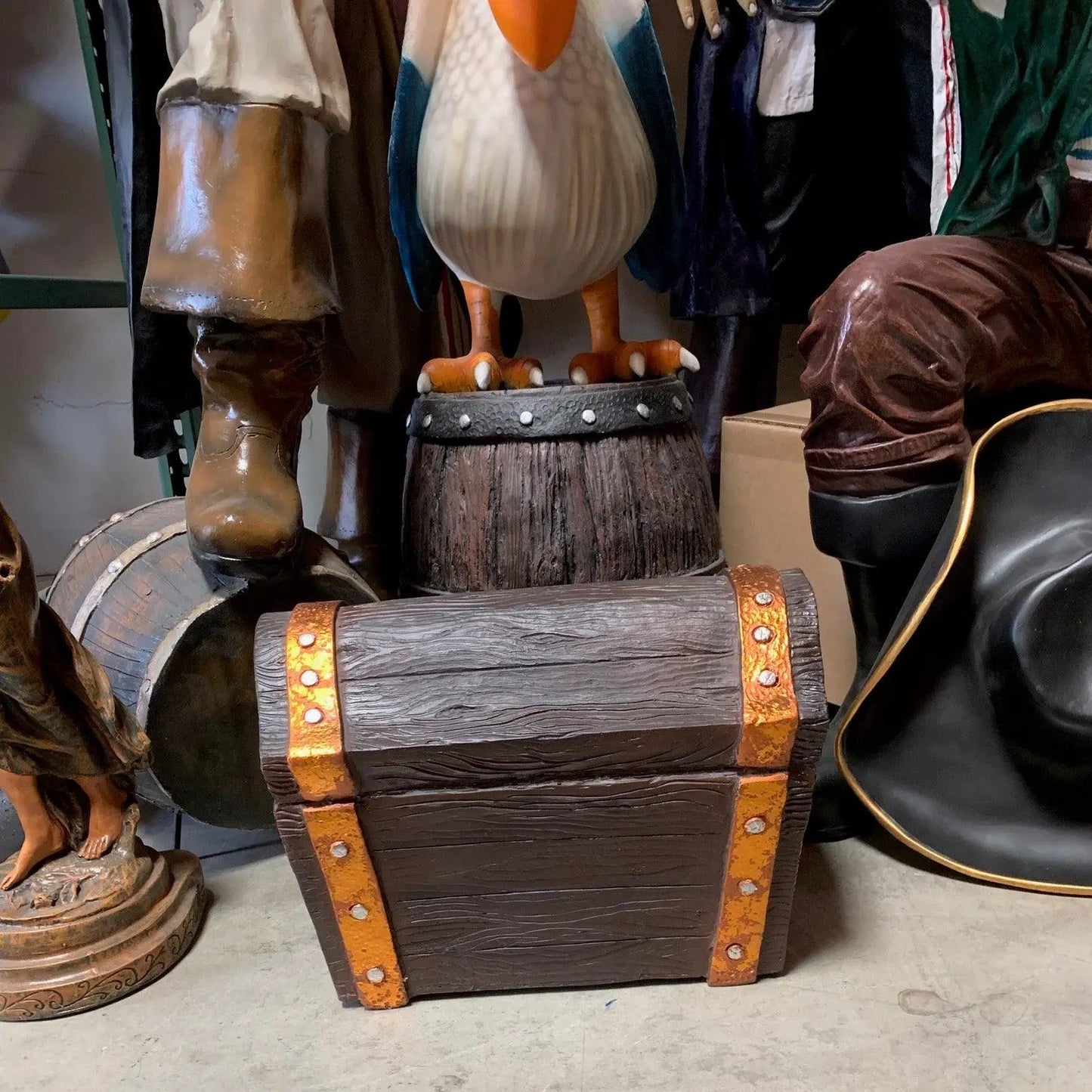 Small Treasure Chest Open Life Size Statue LS275-R111-PT