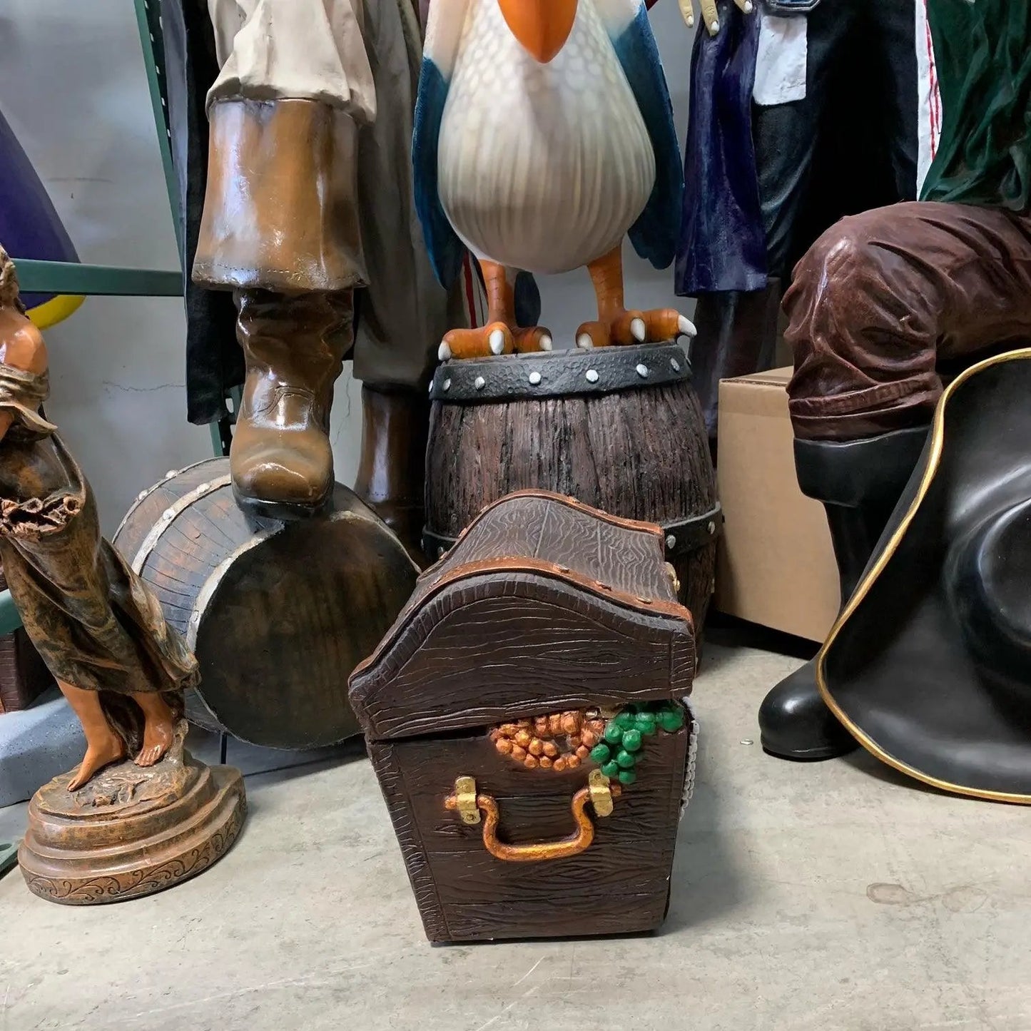 Small Treasure Chest Open Life Size Statue LS275-R111-PT