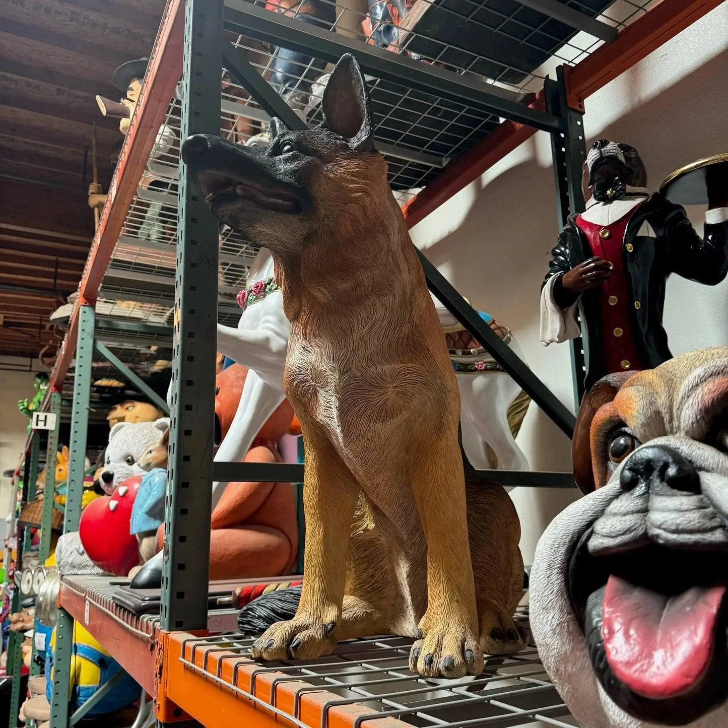 German Shepherd Sitting Dog Statue A0595-R116-PT