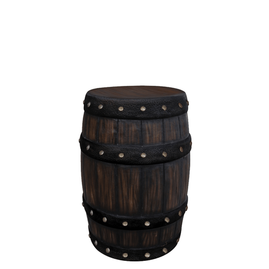 Large Rustic Barrel Life Size Statue - LM Treasures Prop Rentals