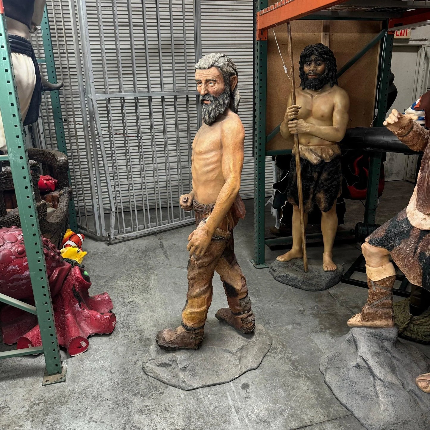 Old Cave Man Life Size Statue