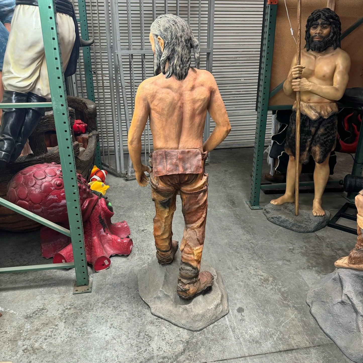 Old Cave Man Life Size Statue