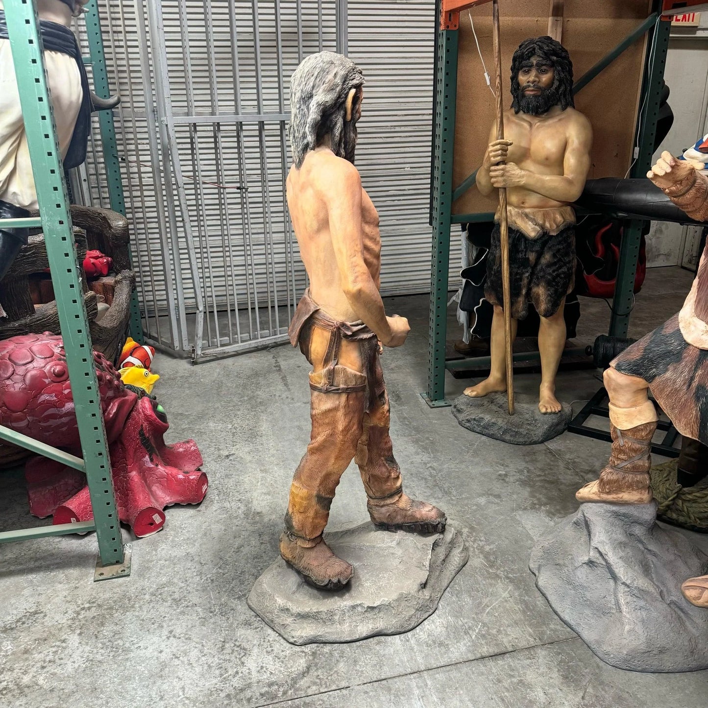 Old Cave Man Life Size Statue