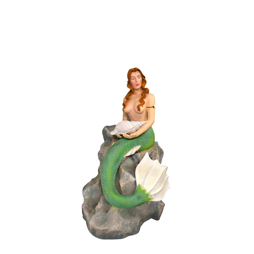 Mermaid Sitting On Rock Statue - LM Treasures Prop Rentals