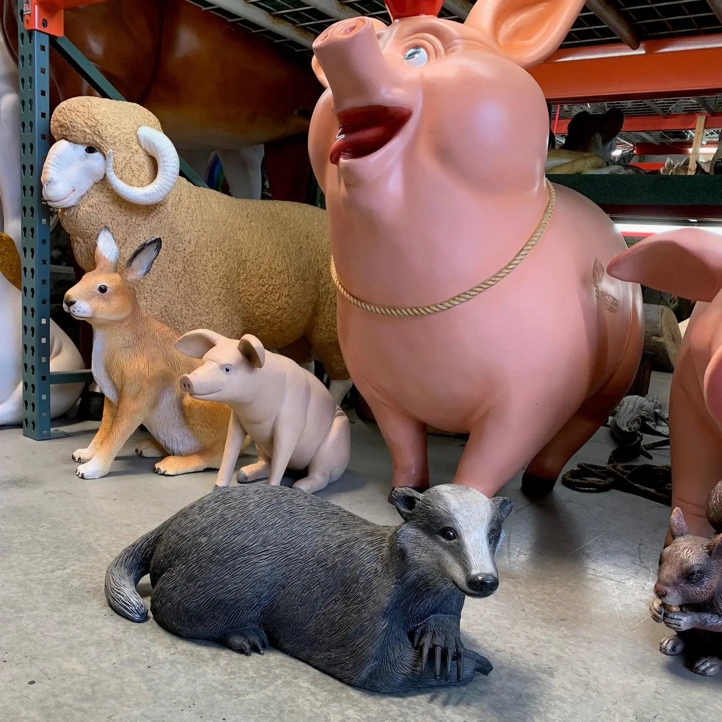 Laying Badger Statue A0628-R225-PT