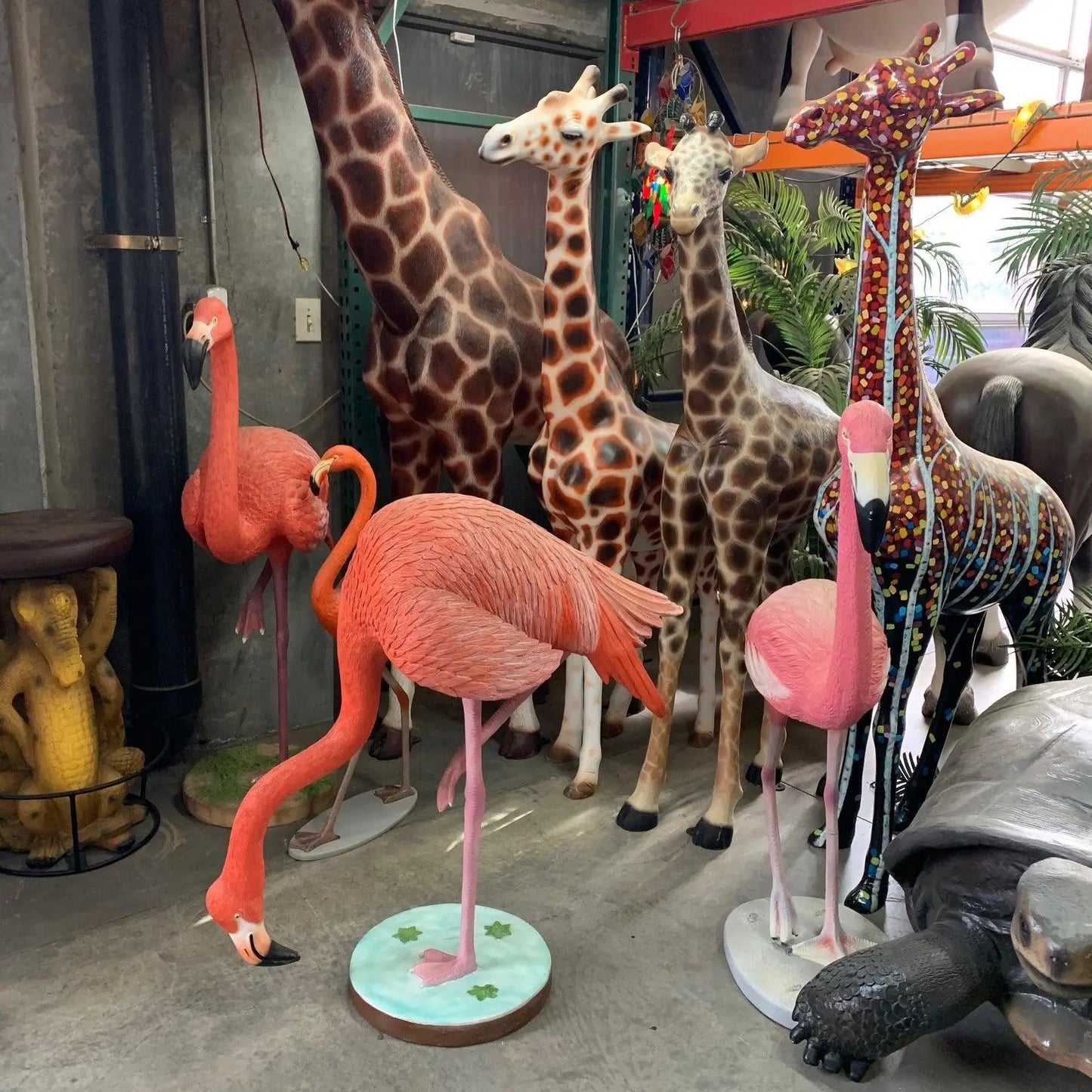 Flamingo Head Down Life Size Statue A0746D-R334-PT