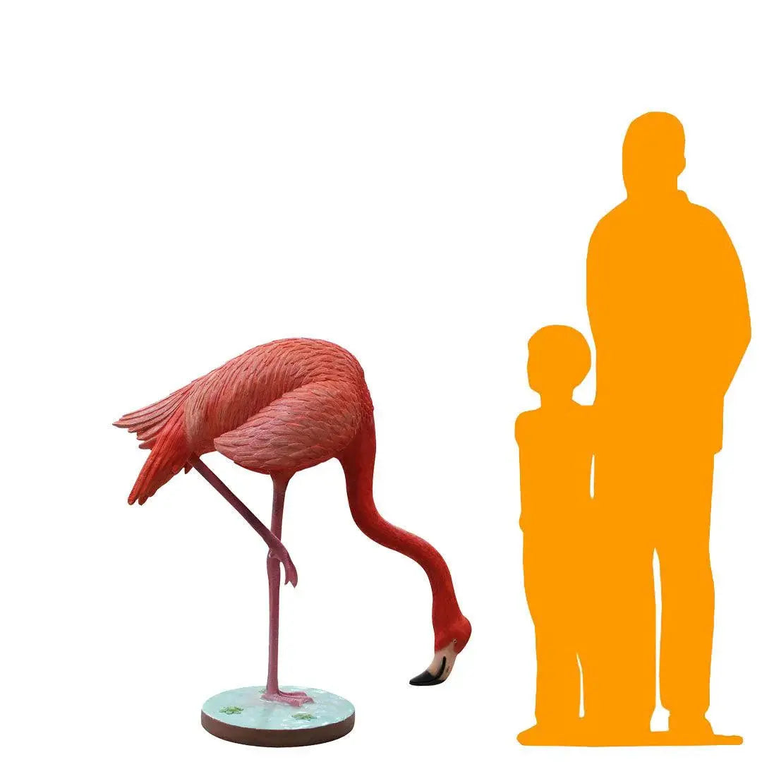 Flamingo Head Down Life Size Statue A0746D-R334-PT