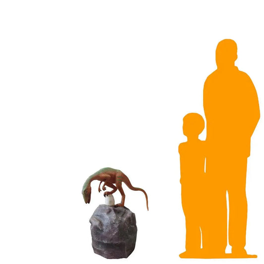 Compsognathus Dinosaur On Rock Statue A0806-R374-PT