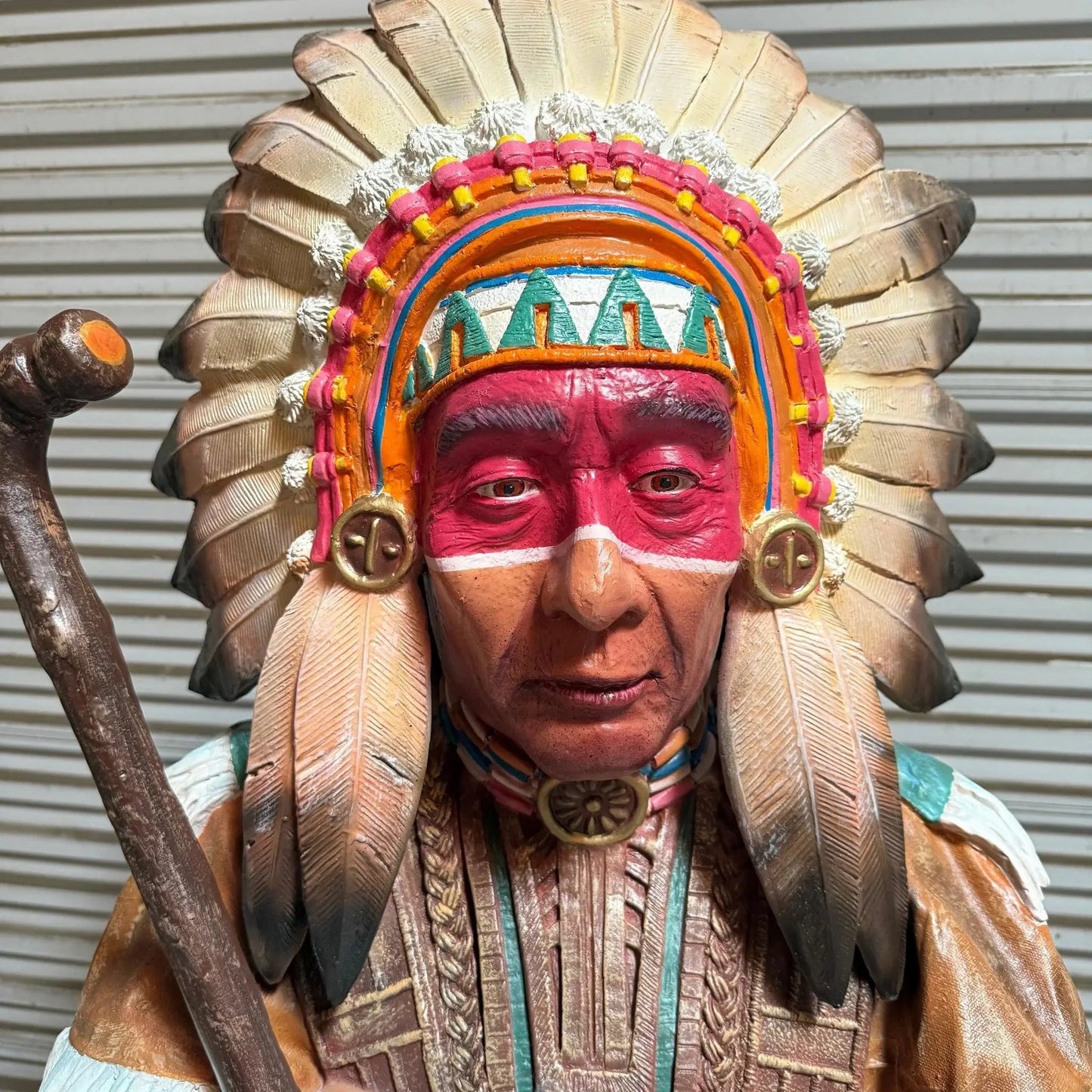 Standing Indian Chief Life Size Statue LS304-R390-PT