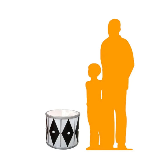 White And Silver Drum Statue S0105SB-S072-PT