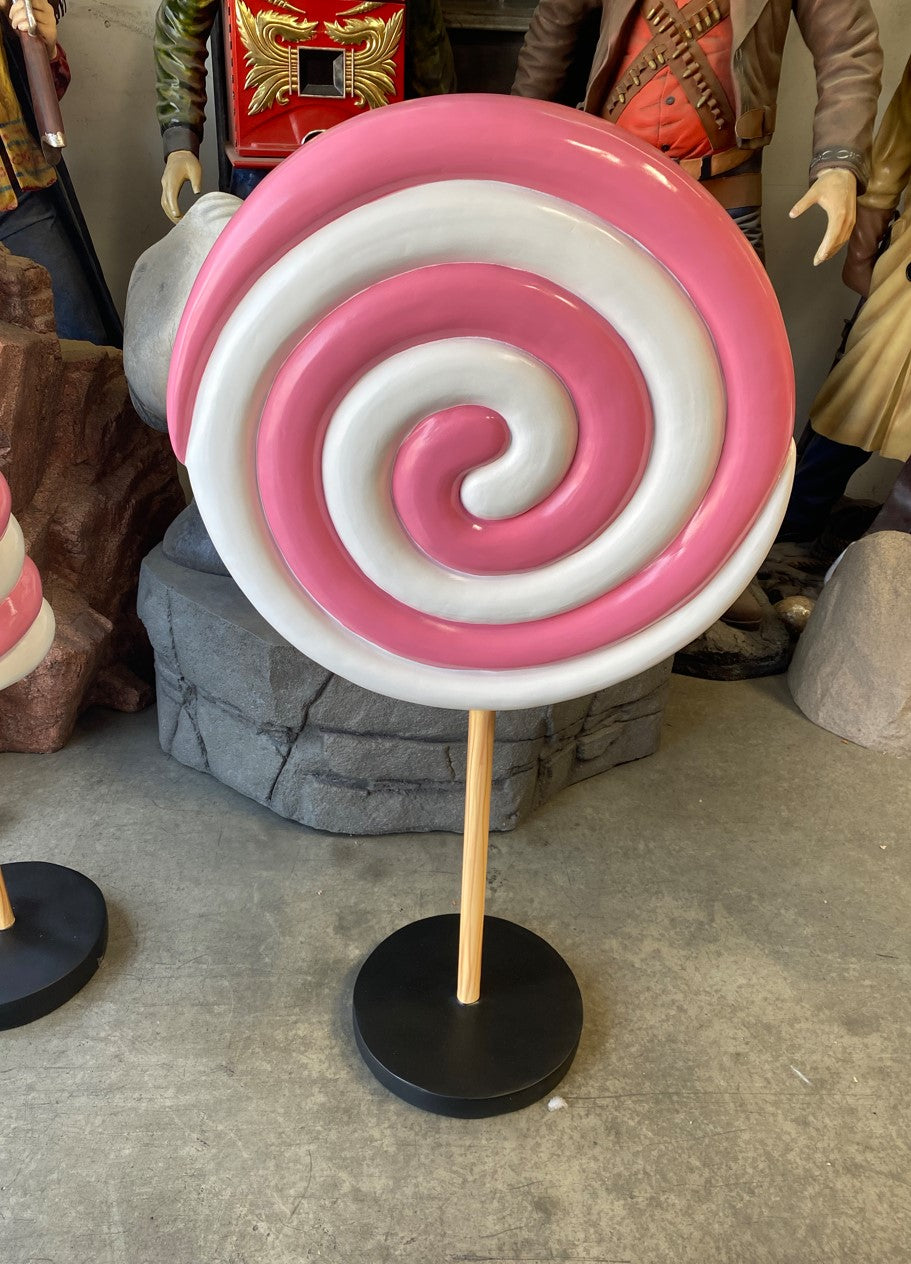 Small Pink Twirl Lollipop Statue