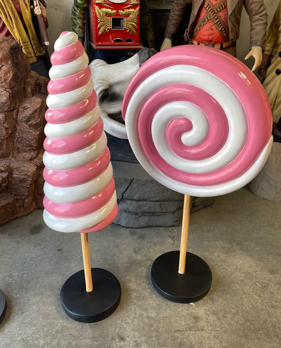 Small Pink Twirl Lollipop Statue