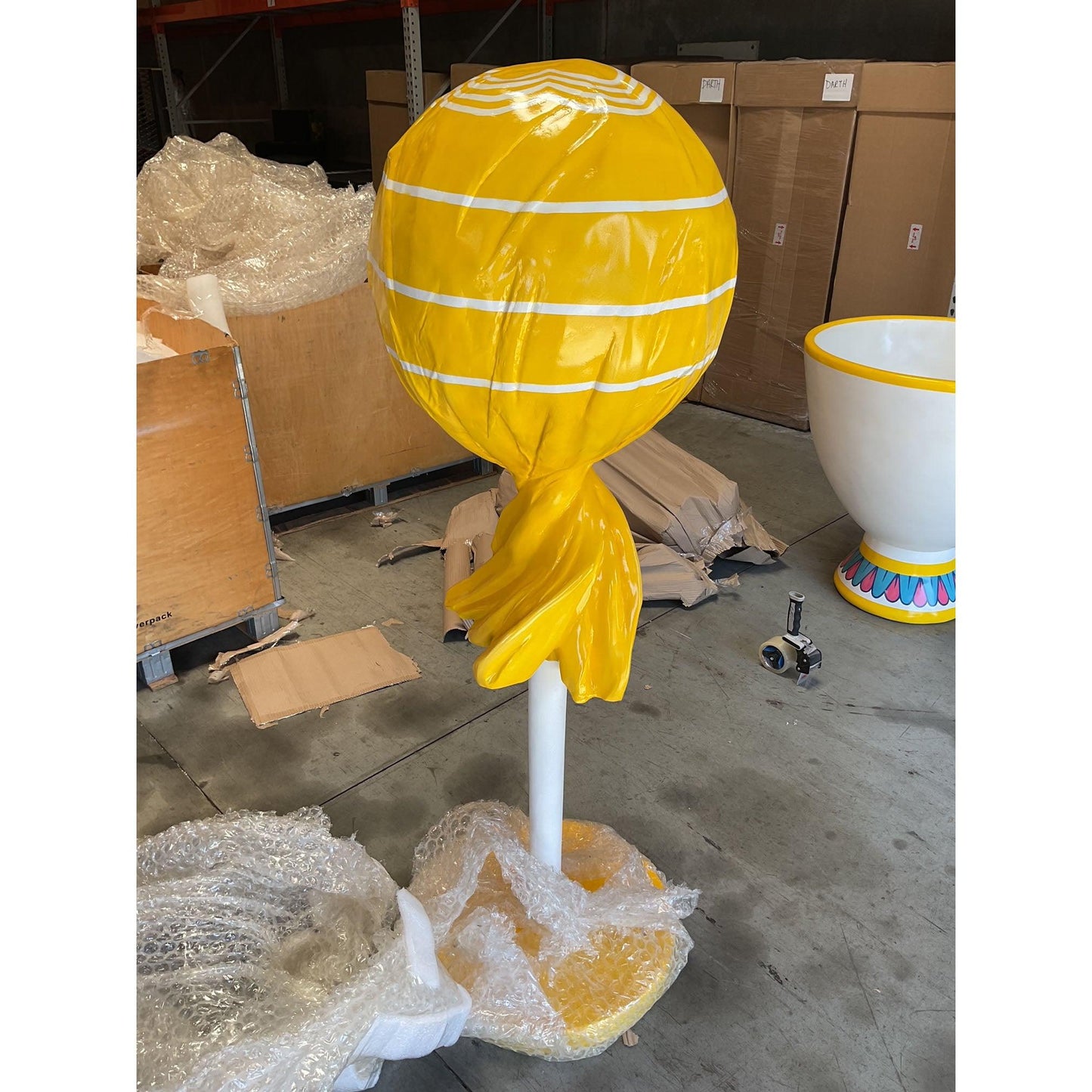 Large Yellow Lollipop Statue