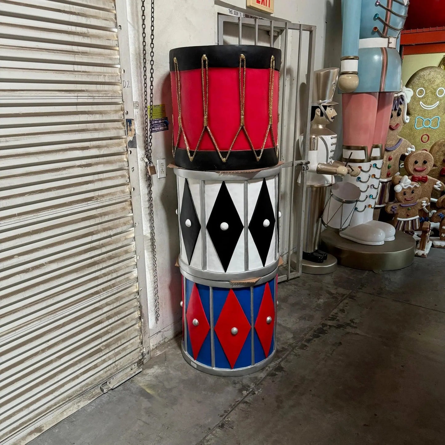 Red And Blue Drum Statue S0105-S072-PT