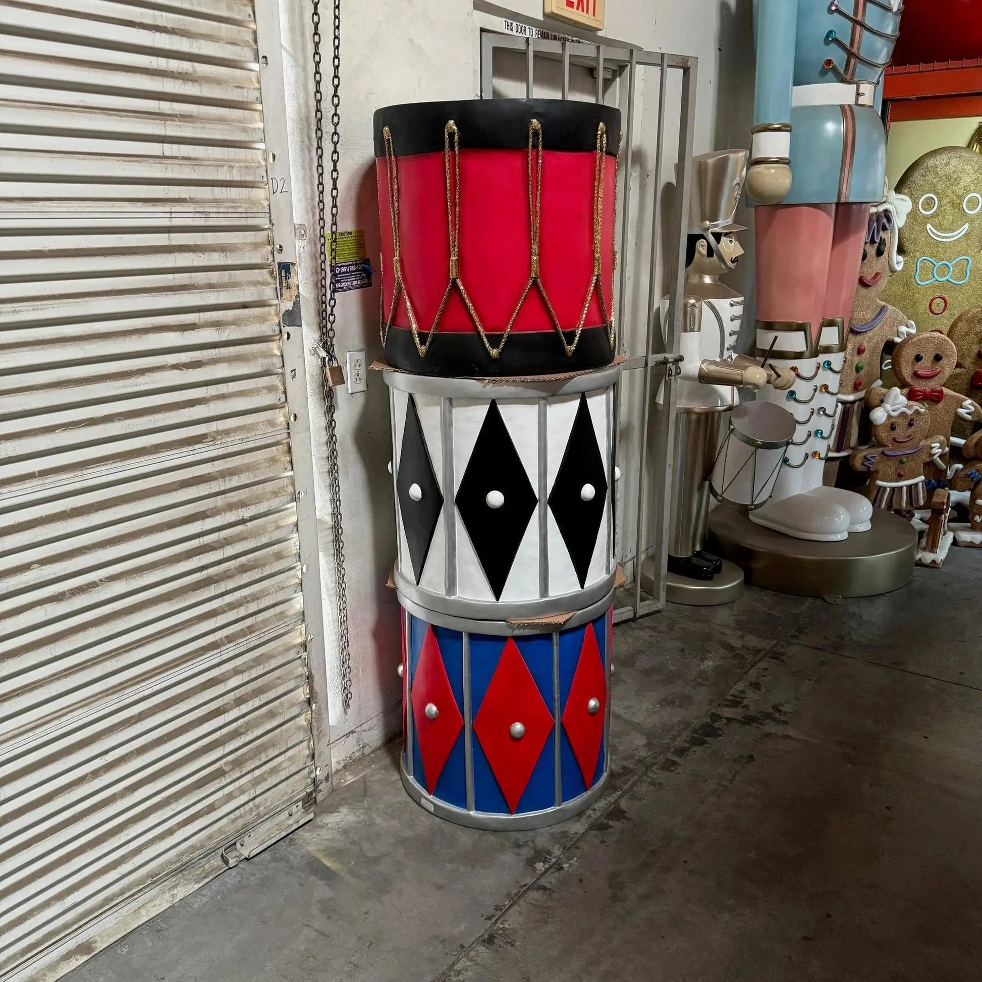Red And Blue Drum Statue S0105-S072-PT