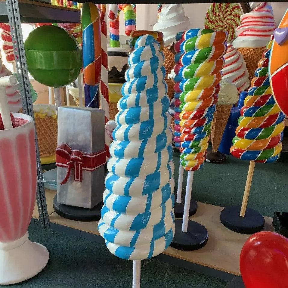 Small Striped Blue Cone Lollipop Statue R0289B-S105-PT