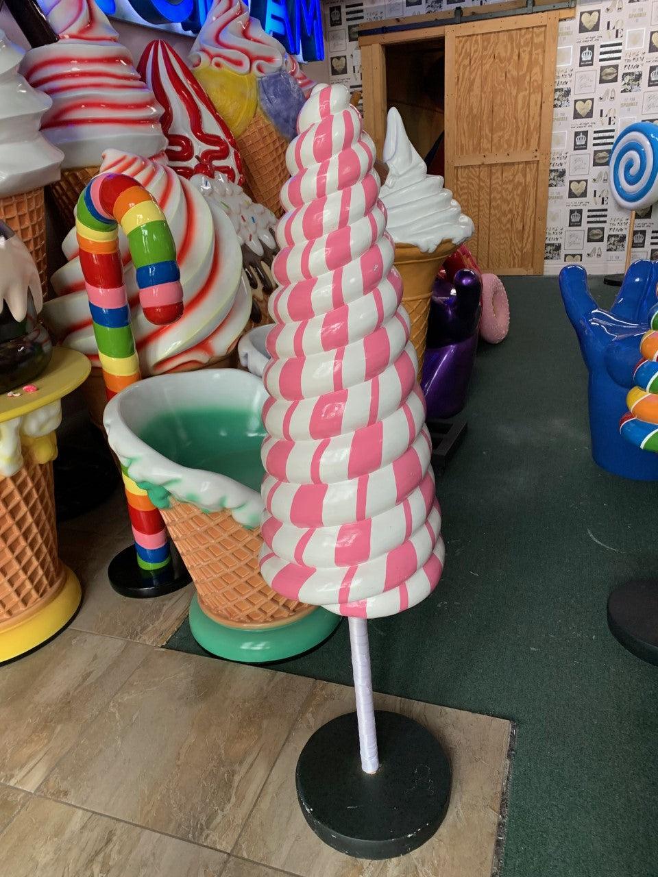 Small Striped Pink Cone Lollipop Statue