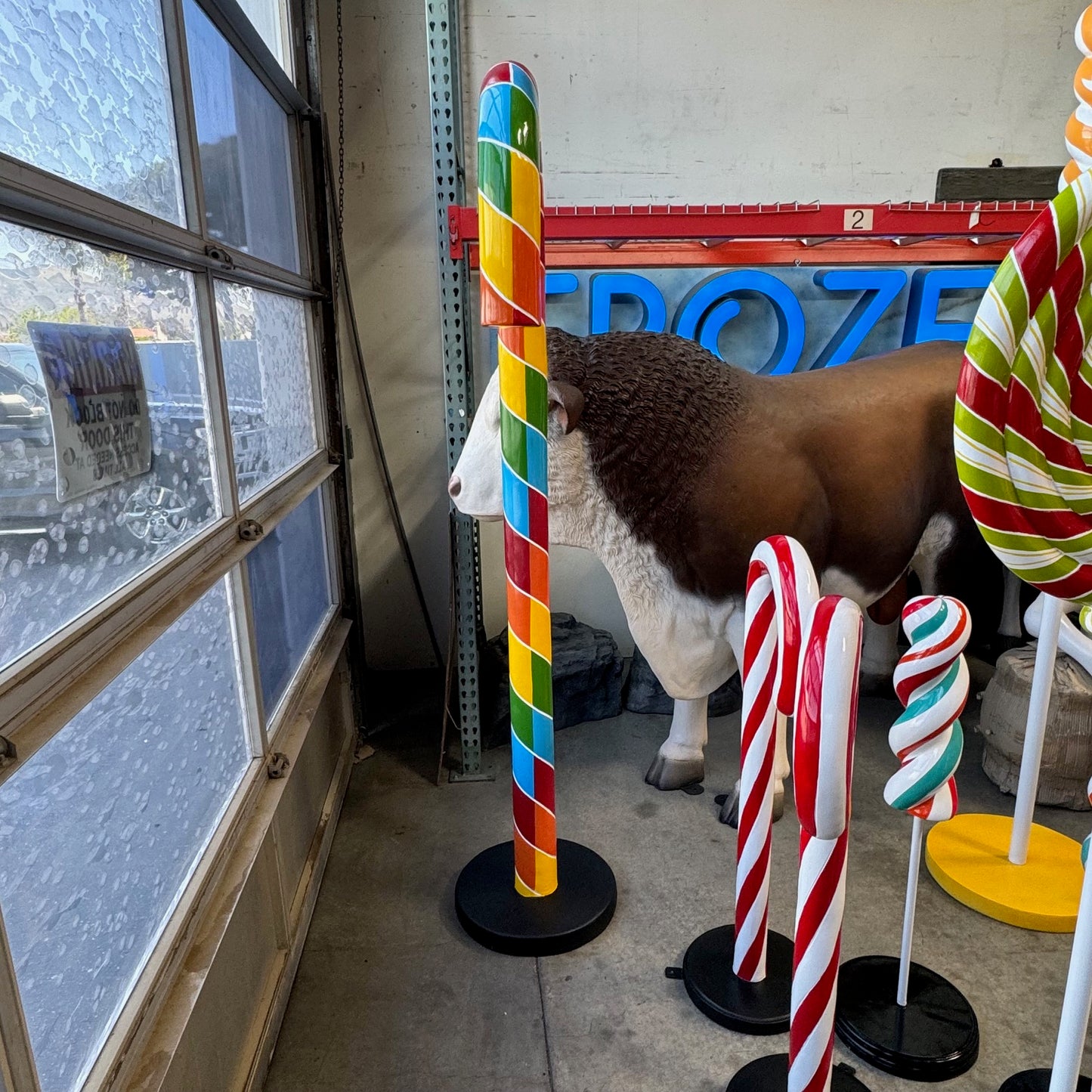Large Rainbow Candy Cane Statue