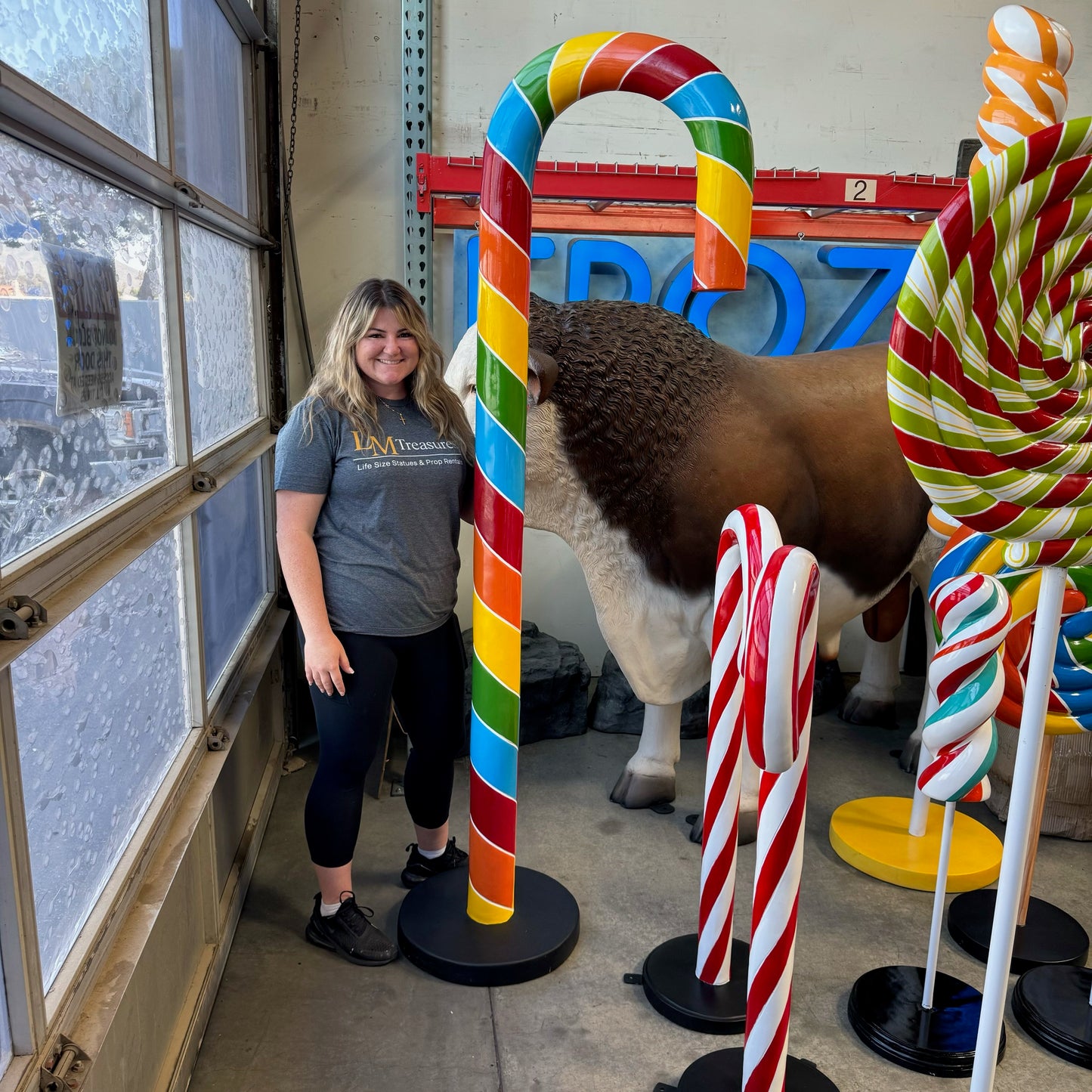 Large Rainbow Candy Cane Statue