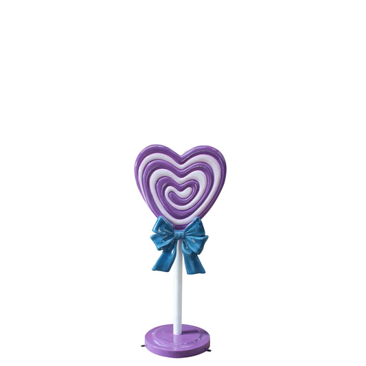 Purple Heart Lollipop Statue With Bow - LM Treasures Prop Rentals