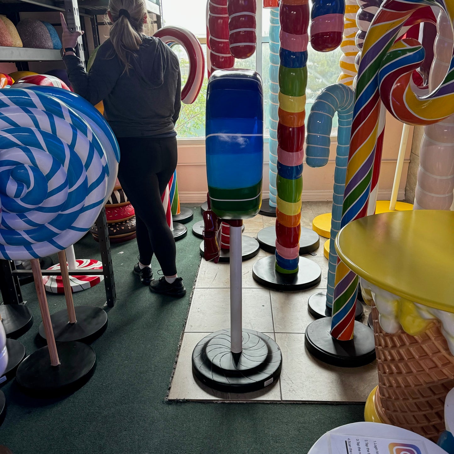 Small Rainbow Swirl Lollipop With Bow Statue