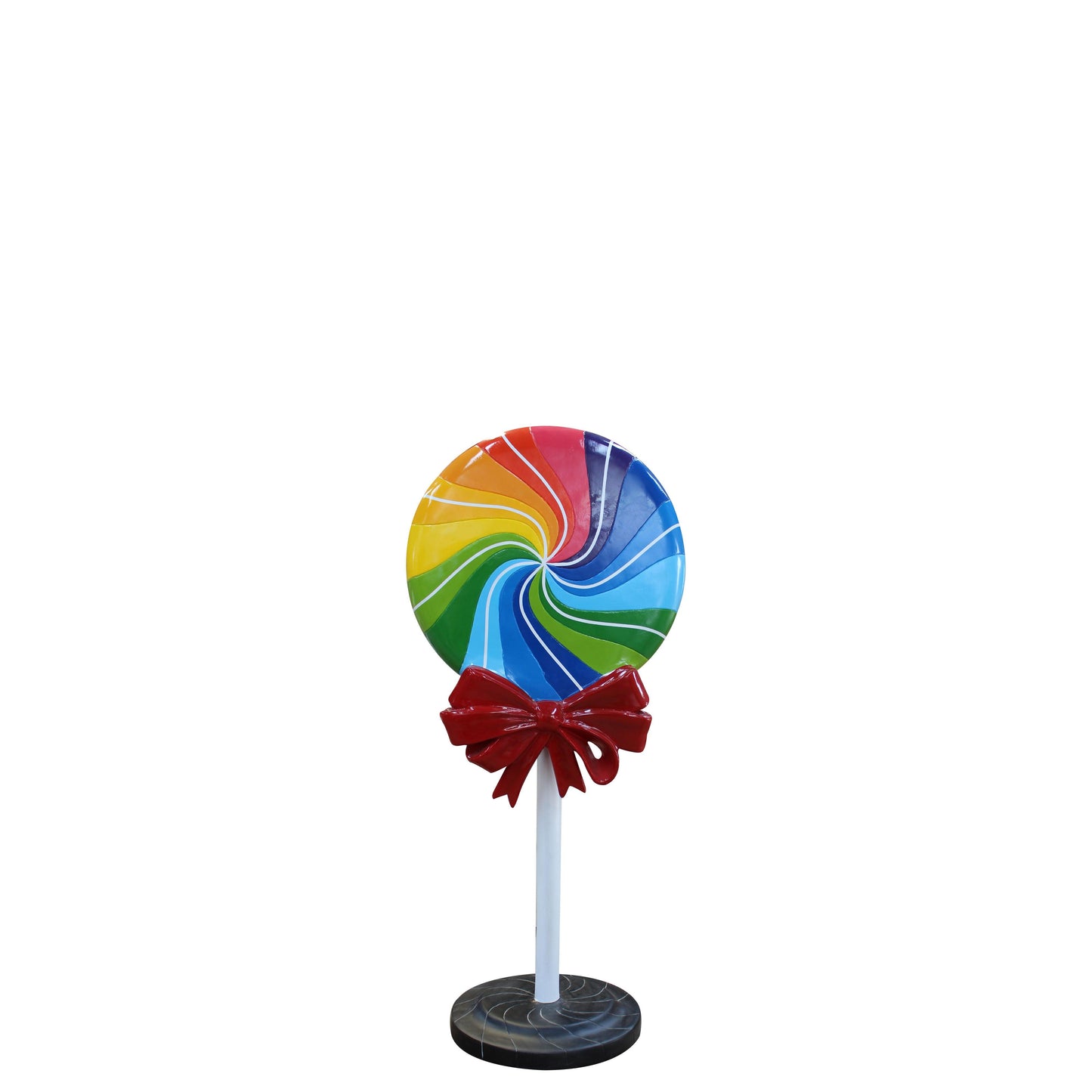 Small Rainbow Swirl Lollipop With Bow Statue - LM Treasures Prop Rentals