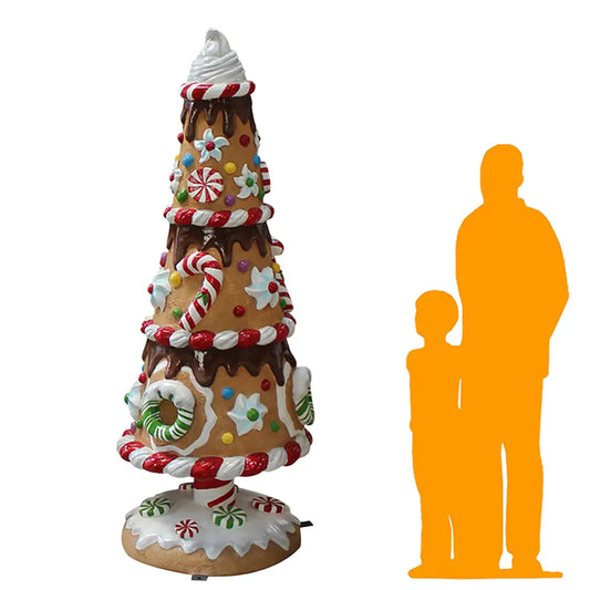 Large Peppermint Gingerbread Christmas Tree Statue S0330L-S252-PT