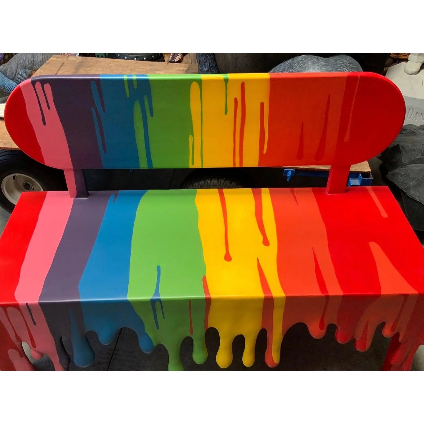 Rainbow Melting Drip Bench Statue