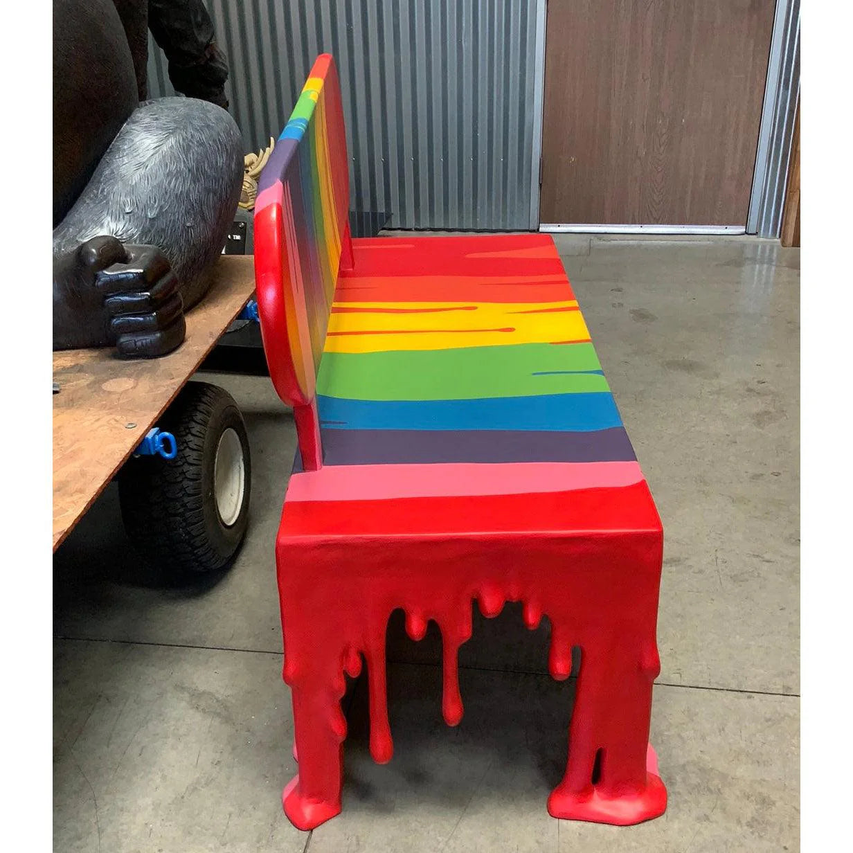 Rainbow Melting Drip Bench Statue
