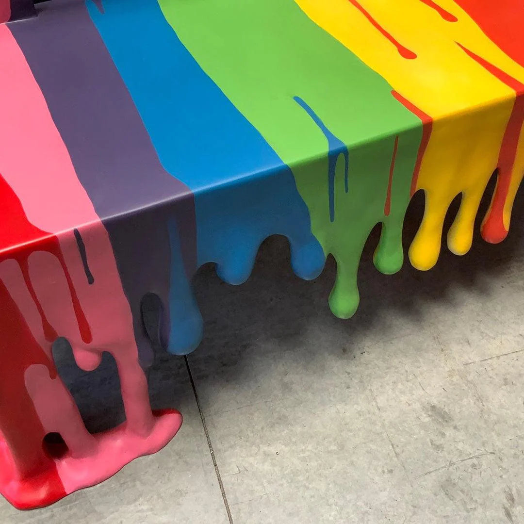 Rainbow Melting Drip Bench Statue