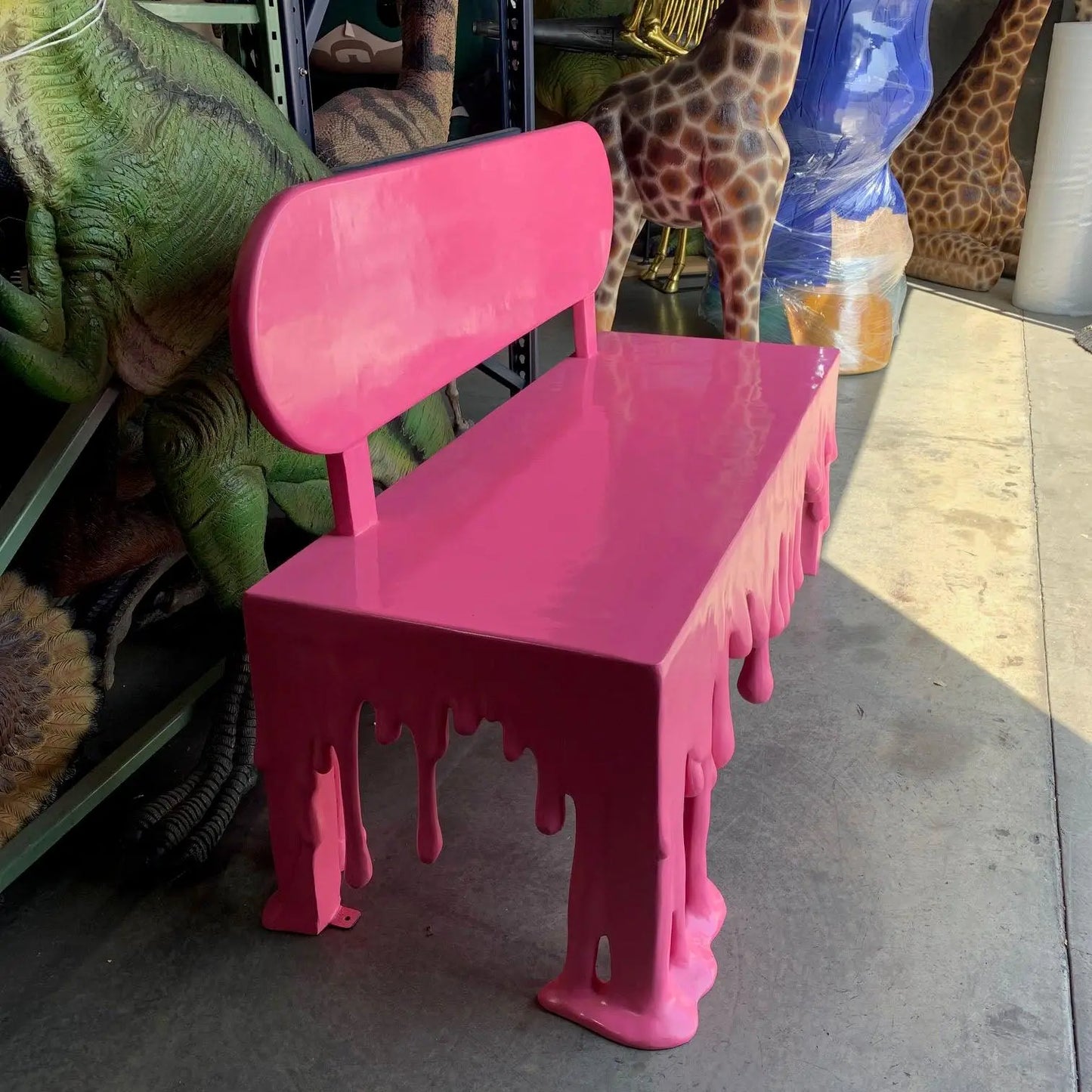 Pink Melting Drip Bench Statue R0372P-S276-PT