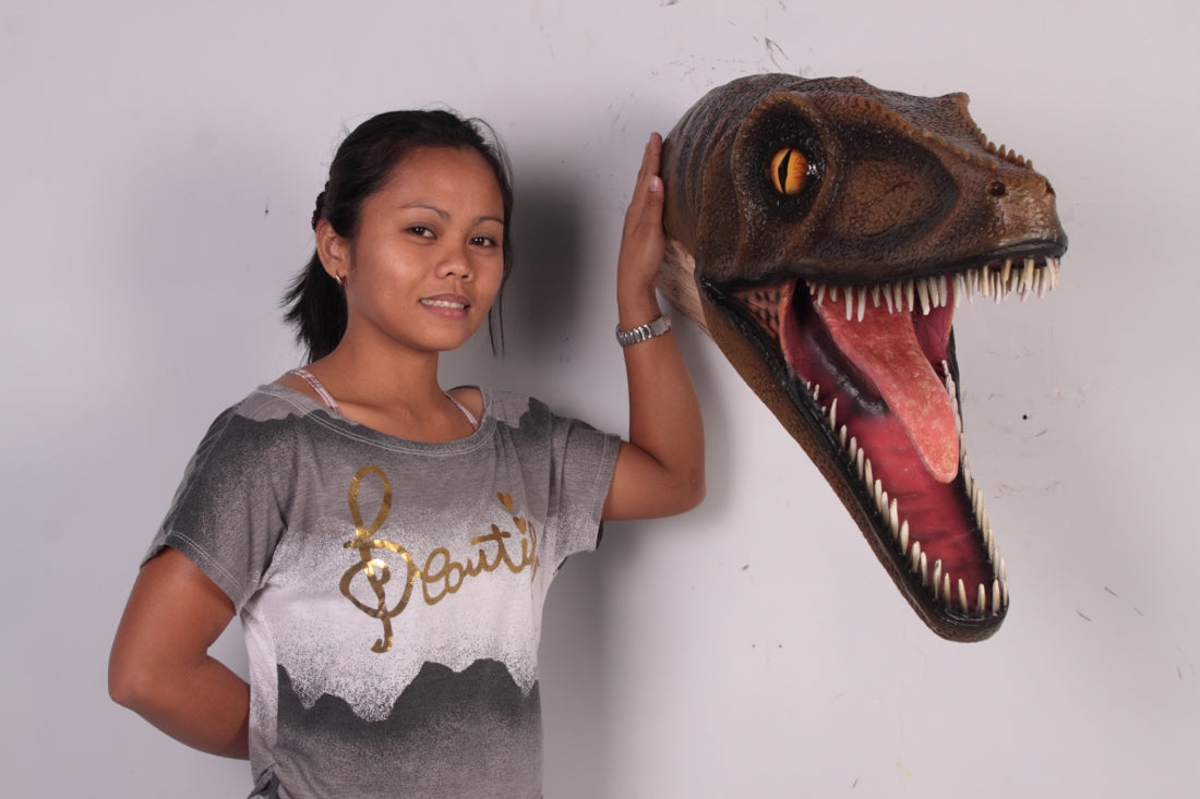 Velociraptor Dinosaur Head Statue