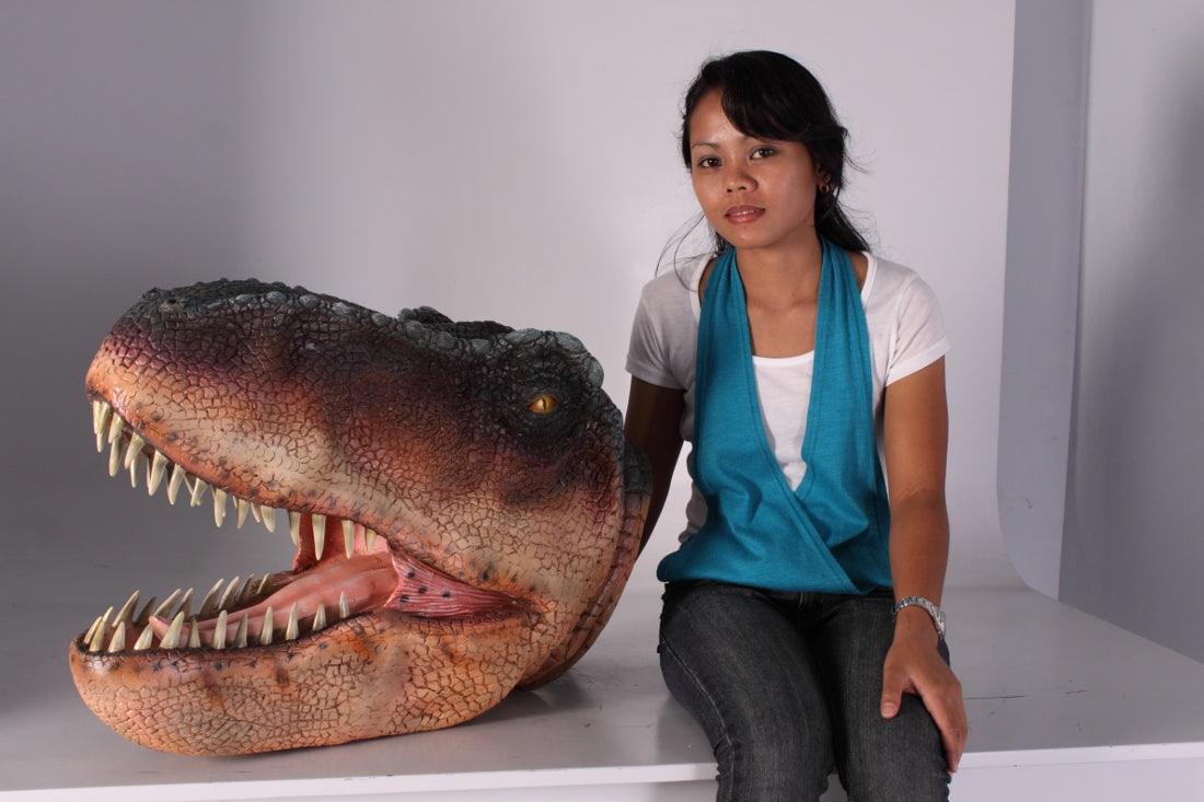 Brown T-Rex Dinosaur Head Statue