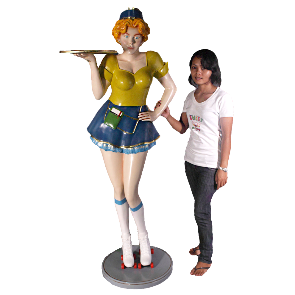 Roller Skater Waitress Life Size Statue