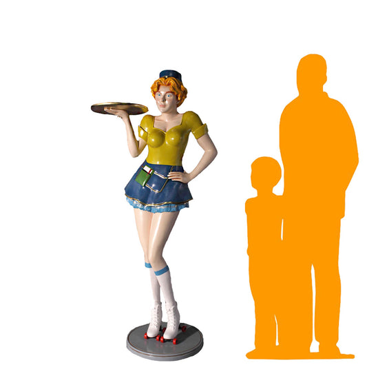 Roller Skater Waitress Life Size Statue