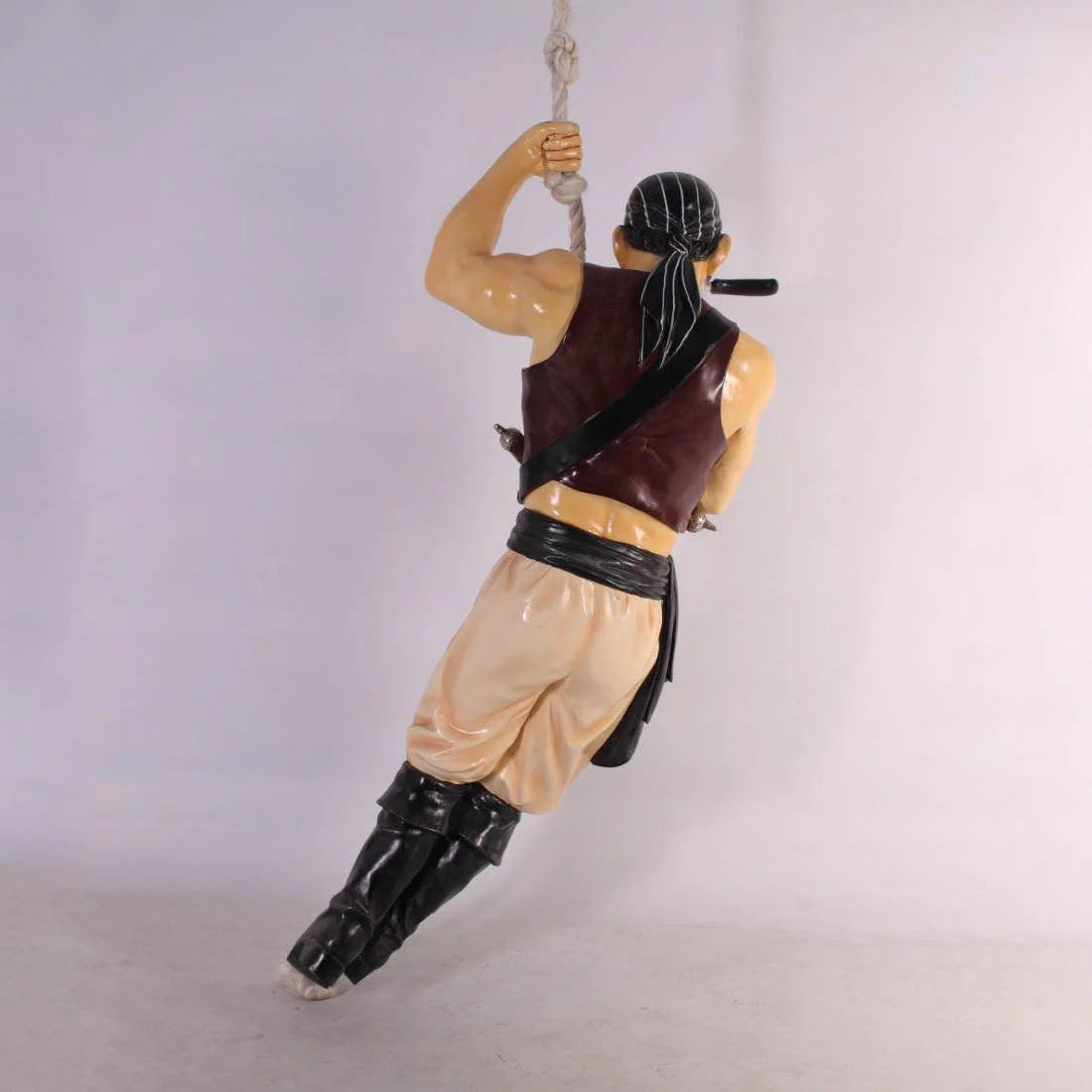 Pirate In Vest Hanging on Rope Life Size Statue