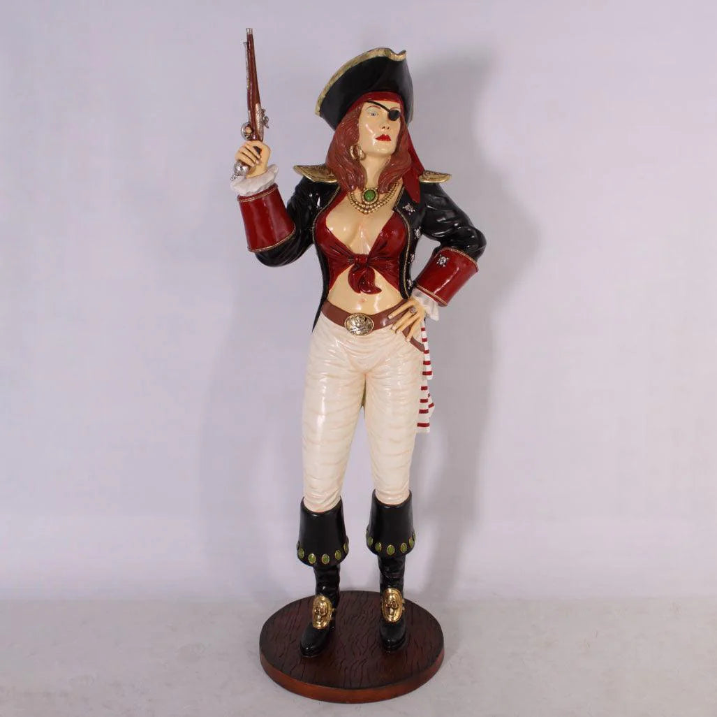 Pirate Lady With Gun Life Size Statue
