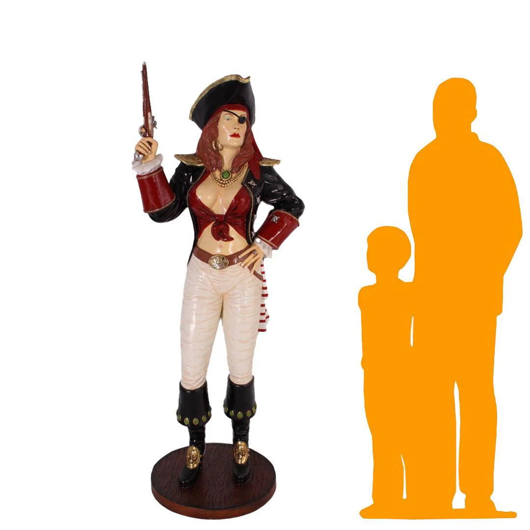 Pirate Lady With Gun Life Size Statue