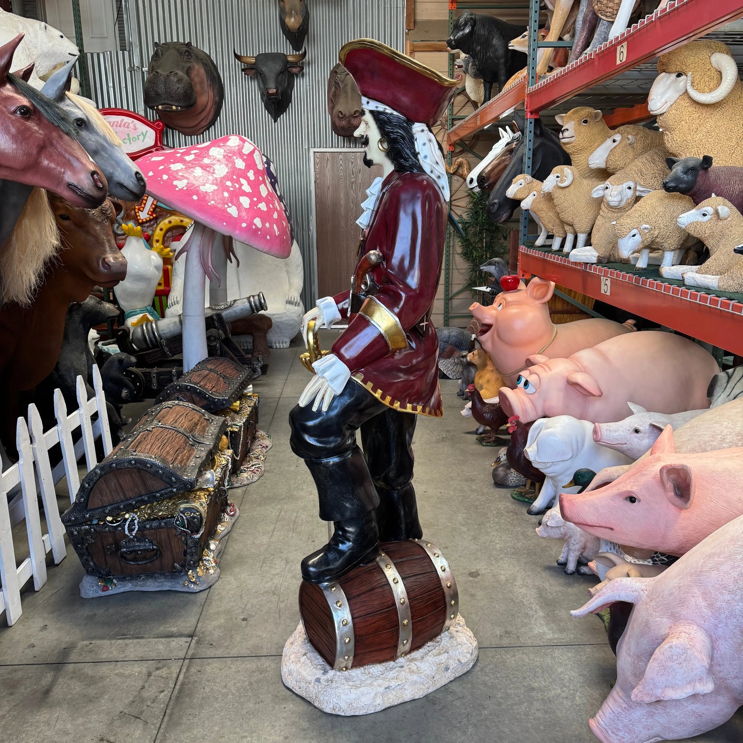 Pirate Captain Morgan With Barrel Life Size Statue LS206-ST9730-G