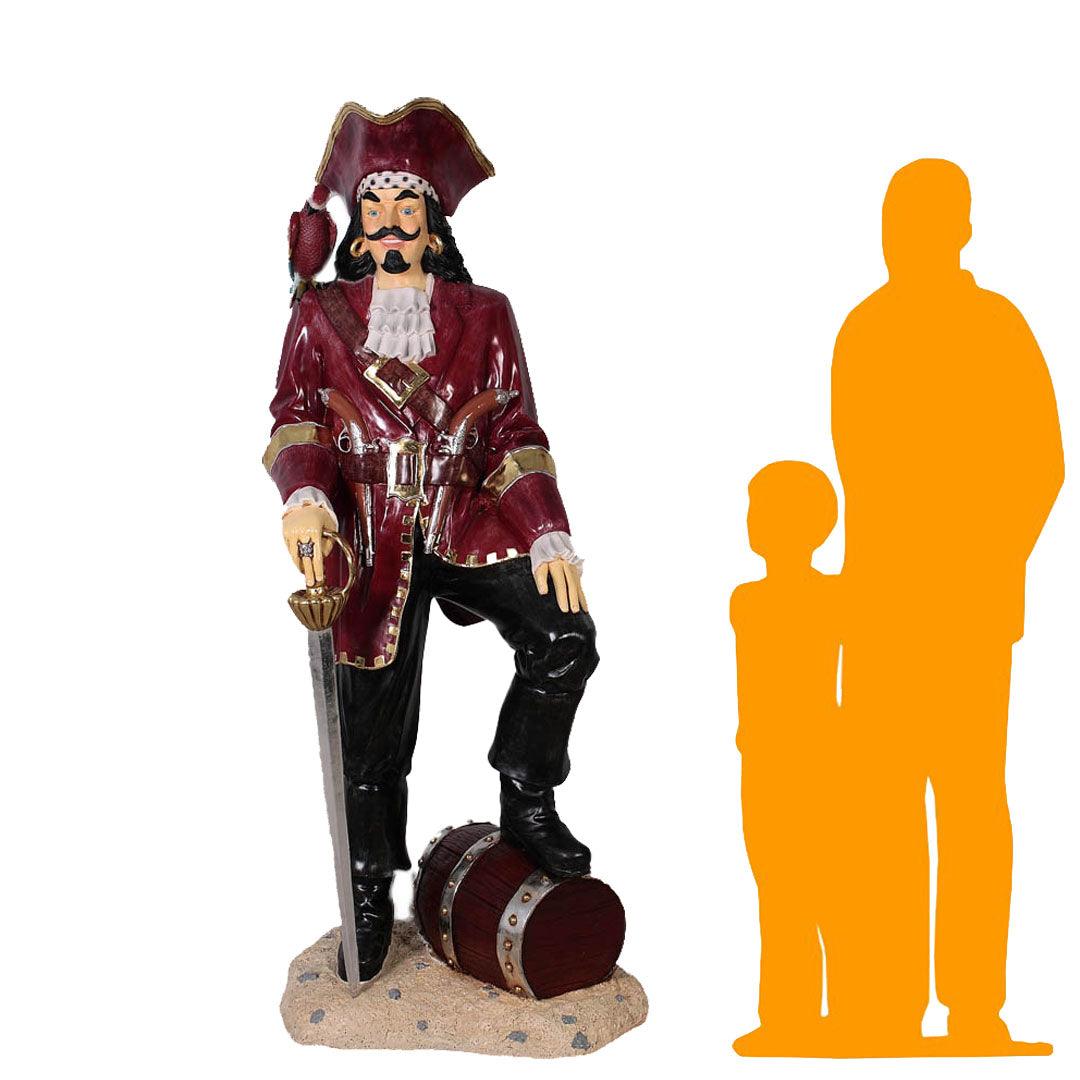 Pirate Captain Morgan With Barrel Life Size Statue