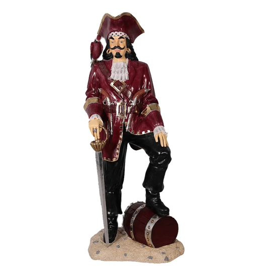 Pirate Captain Morgan With Barrel Life Size Statue - LM Treasures Prop Rentals
