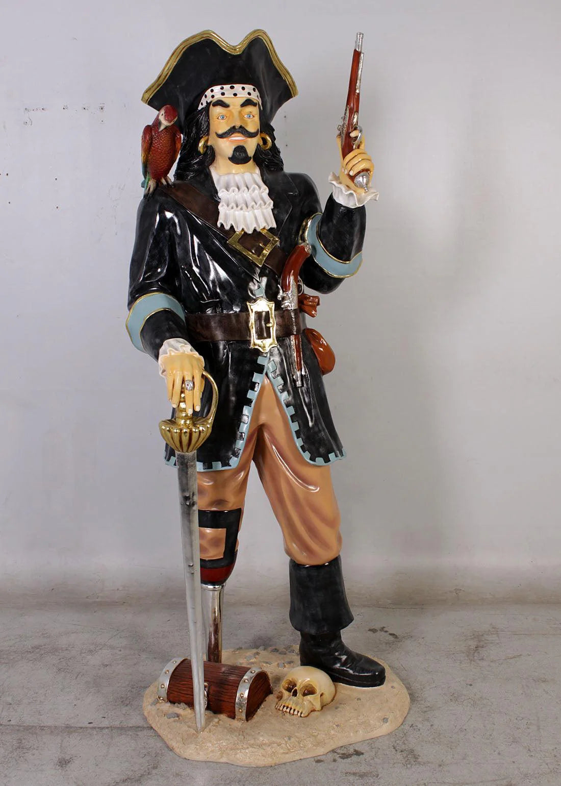 Pirate Captain Morgan With Gun Life Size Statue
