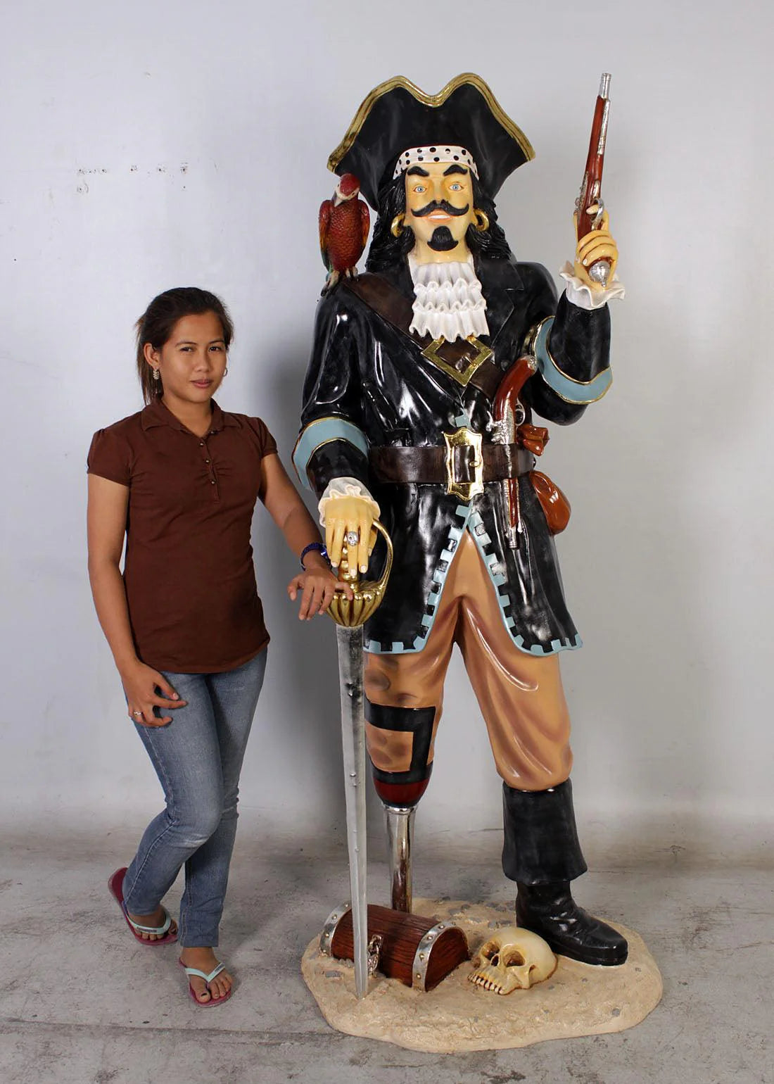 Pirate Captain Morgan With Gun Life Size Statue