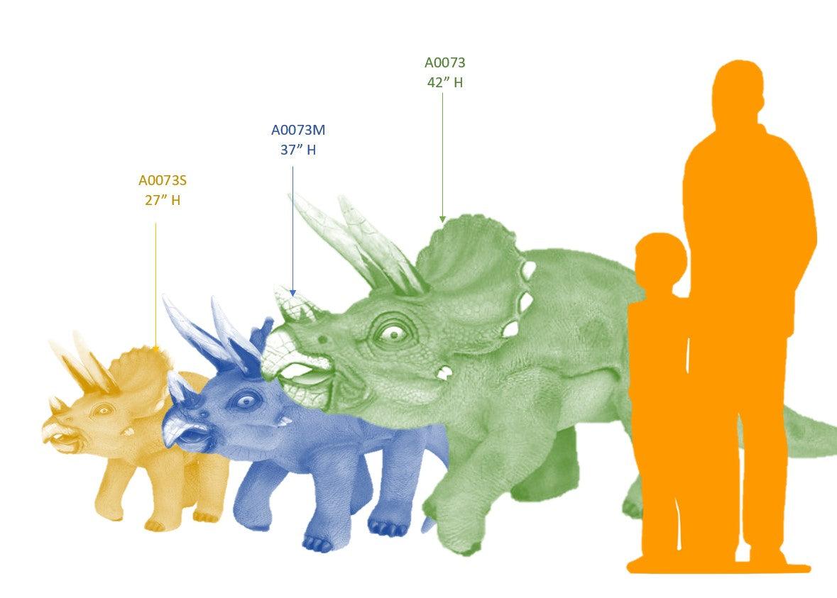 Gray Walking Triceratops Dinosaur Statue