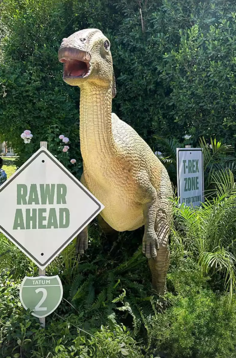 Green Parasaurolophus Dinosaur Life Size Statue