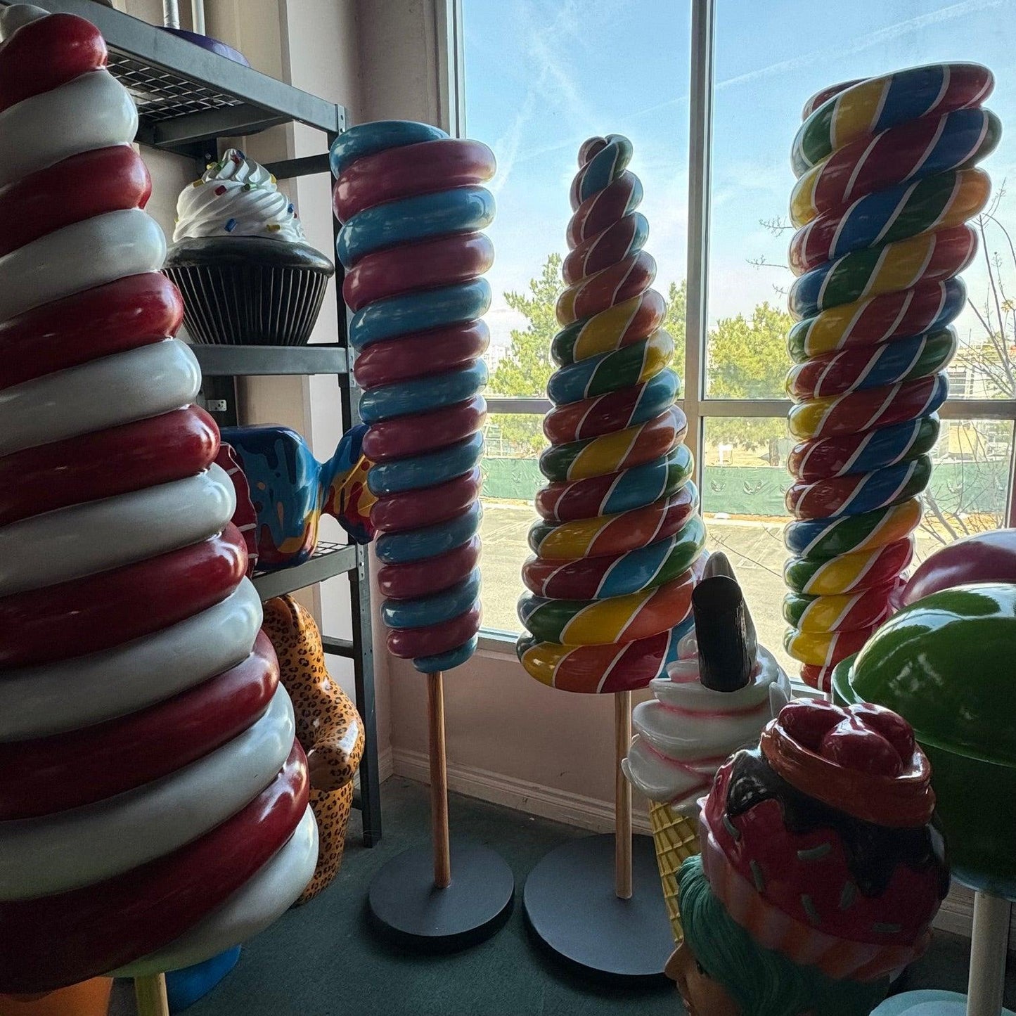 Large Pink Twister Lollipop Statue